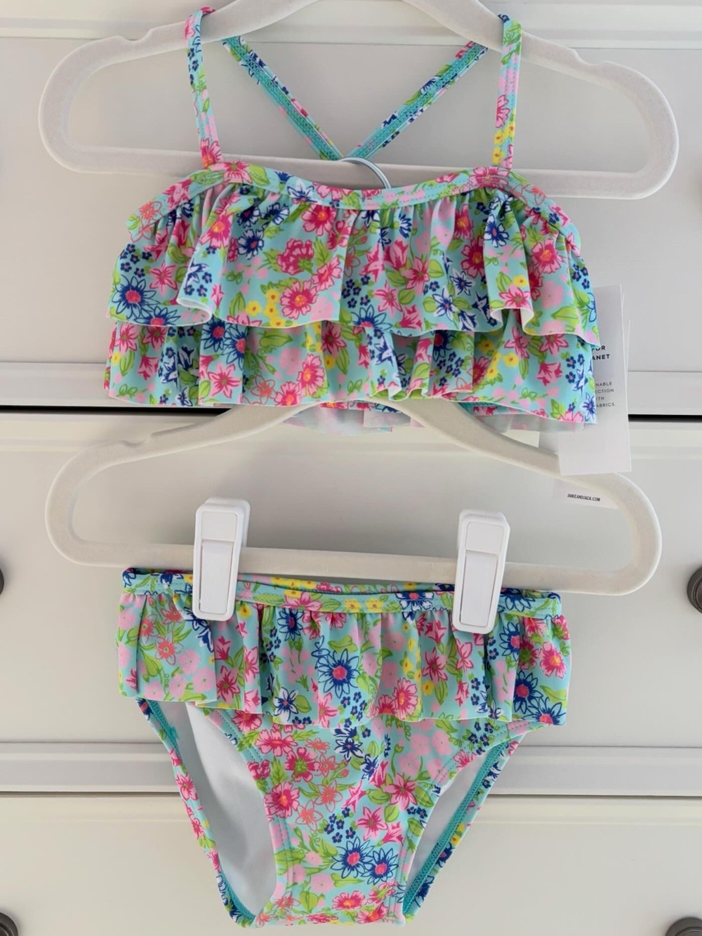NWT Janie and Jack Baby Girl Floral Bikini Swimsuit Set Size 12-18 Months